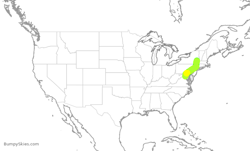 Turbulence forecast map for UCA4889, ALB to IAD