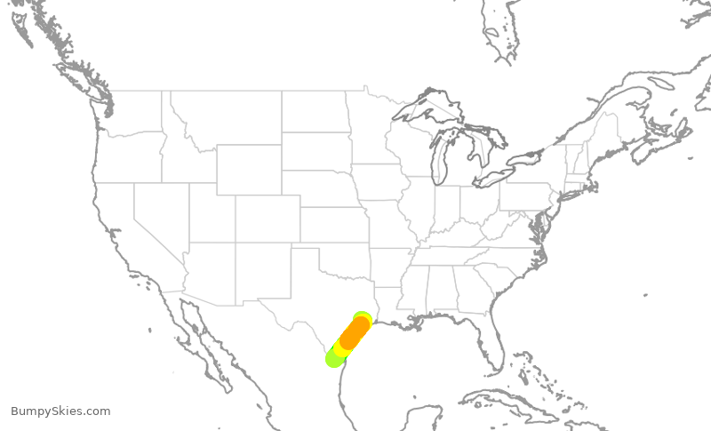 Turbulence forecast map for UCA4916, IAH to MFE
