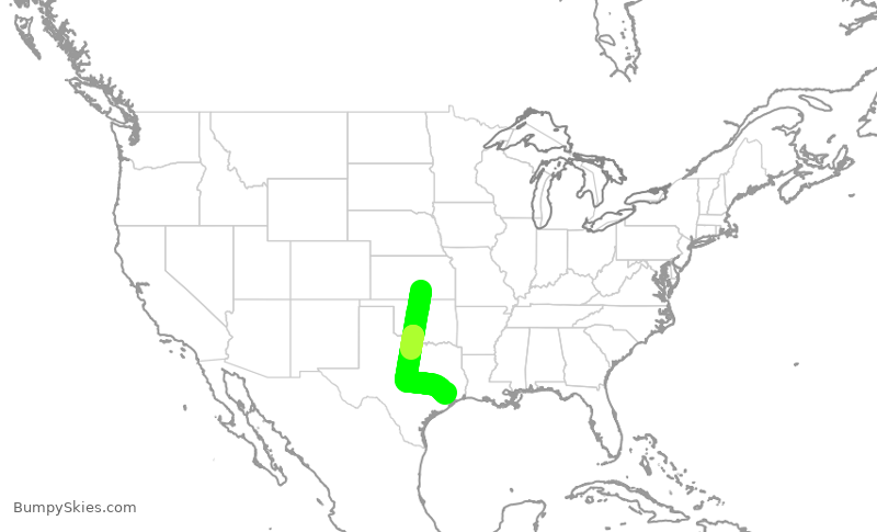 Turbulence forecast map for UCA4917, ICT to IAH