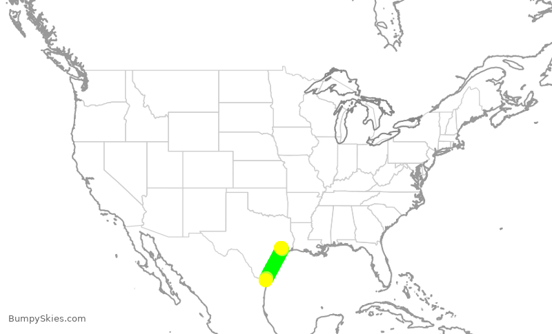 Turbulence forecast map for UCA4929, IAH to BRO