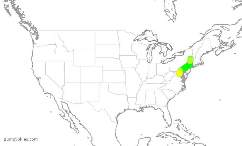 Turbulence forecast map for UCA4970, ALB to IAD