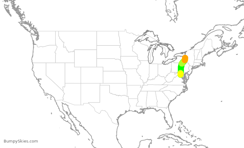 Turbulence forecast map for UCA4977, IAD to SYR