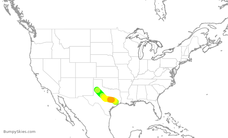 Turbulence forecast map for UCA4978, LBB to IAH