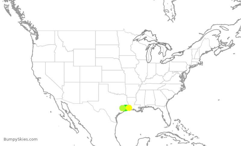 Turbulence forecast map for UCA4984, LCH to IAH