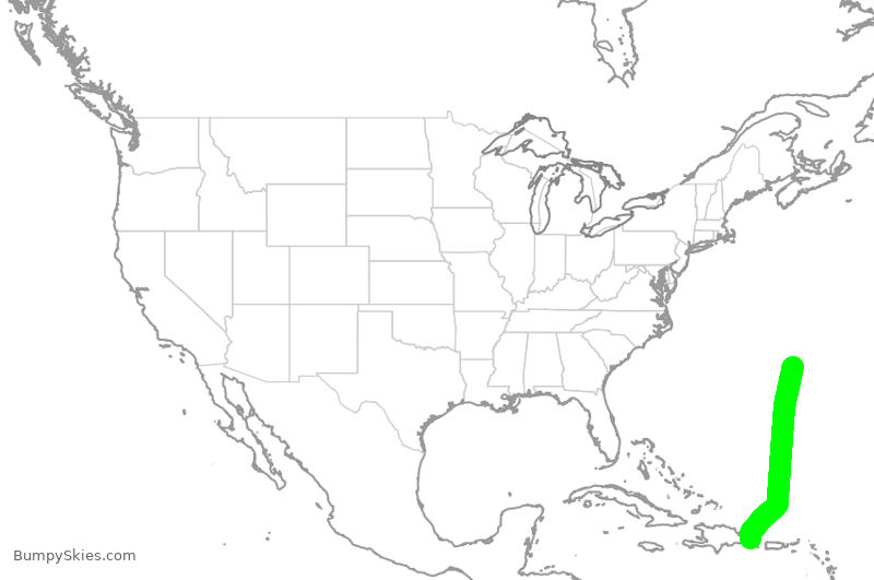 Turbulence forecast map for UNI131, DPC to XKF