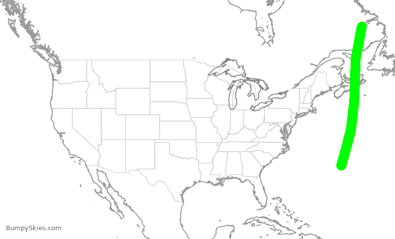 Turbulence forecast map for UNI131, XKF to YYR