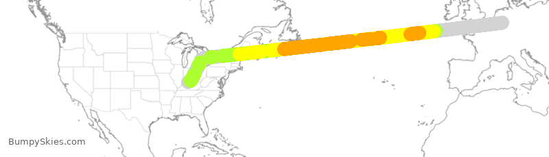 Turbulence forecast map for UPS222, DDK to SDF