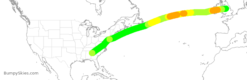 Turbulence forecast map for VIR110, ATL to MAN