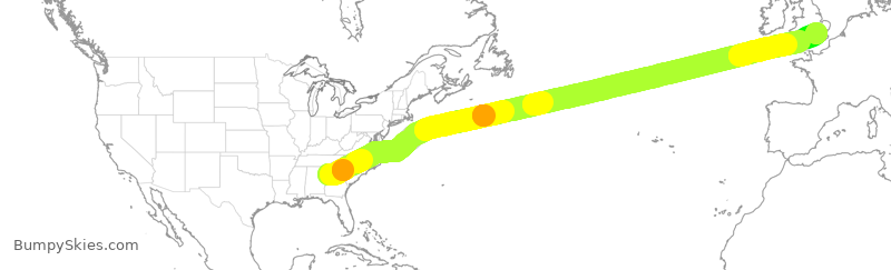 Turbulence forecast map for VIR116, ATL to LHR