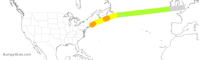 Turbulence forecast map for VIR12, BOS to LHR