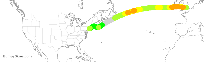 Turbulence forecast map for VIR137, LHR to JFK