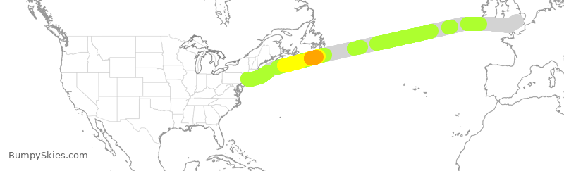 Turbulence forecast map for VIR138, JFK to LHR