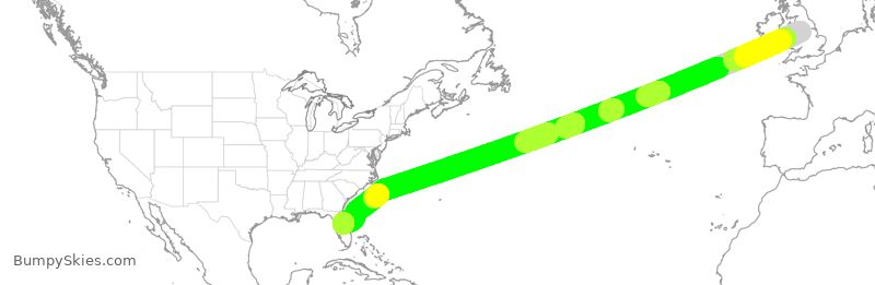 Turbulence forecast map for VIR139, MAN to MCO