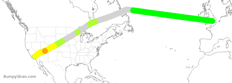 Turbulence forecast map for VIR142, LAX to GLL