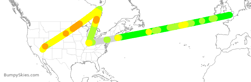 Turbulence forecast map for VIR156, LAS to LHR