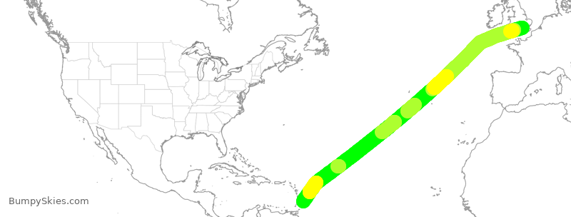 Turbulence forecast map for VIR187, LHR to BGI