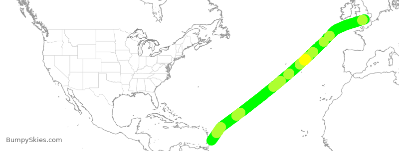 Turbulence forecast map for VIR197, LHR to BGI