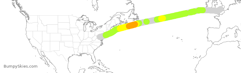 Turbulence forecast map for VIR22, IAD to LHR