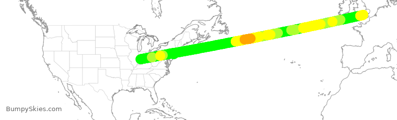 Turbulence forecast map for VIR26, JFK to LHR