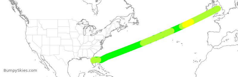 Turbulence forecast map for VIR75, MAN to MCO
