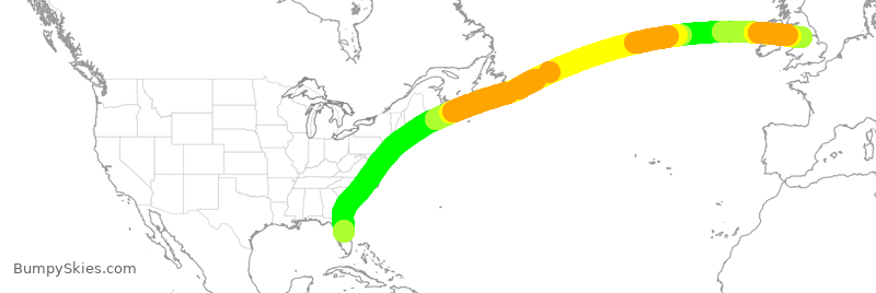 Turbulence forecast map for VIR76, MCO to MAN