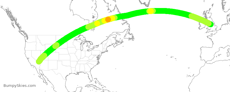 Turbulence forecast map for VIR86, LAS to MAN