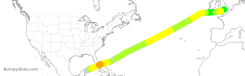 Turbulence forecast map for VIR94, MUN to GLL