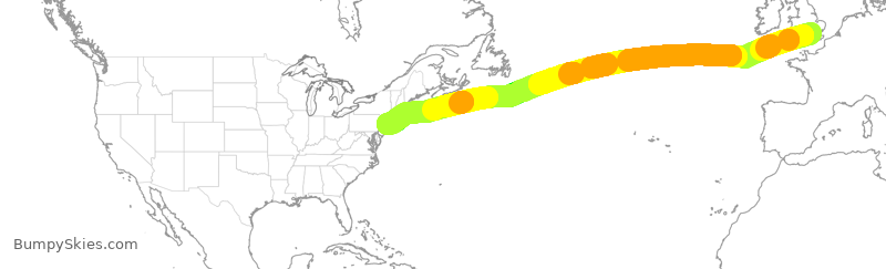 Turbulence forecast map for VIR9, LHR to JFK