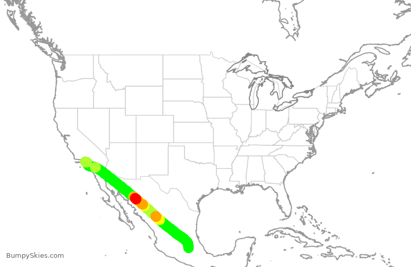 Turbulence forecast map for VIV146, MEX to LAX