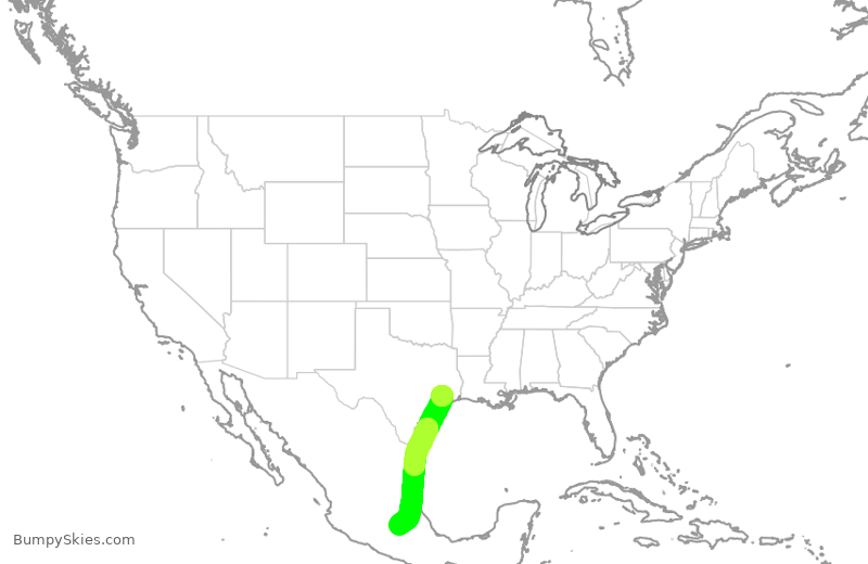 Turbulence forecast map for VIV153, IAH to MMX