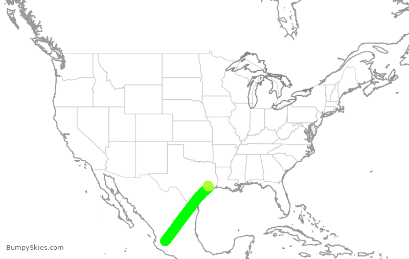 Turbulence forecast map for VIV501, IAH to GDL