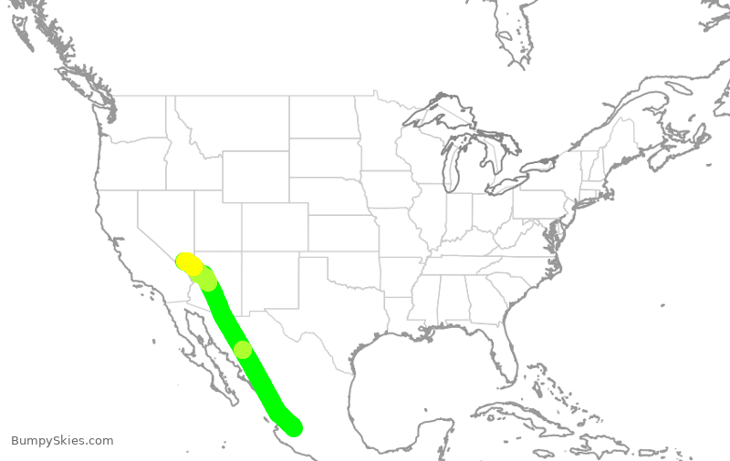 Turbulence forecast map for VIV532, GDL to LAS