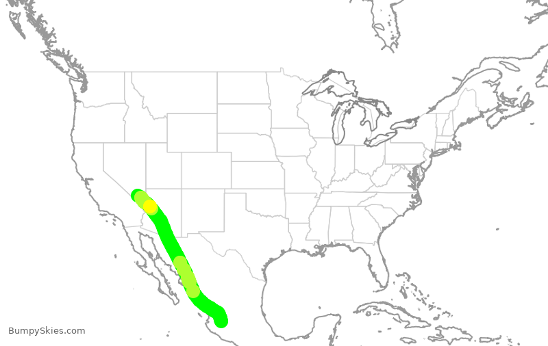 Turbulence forecast map for VIV533, LAS to GDL