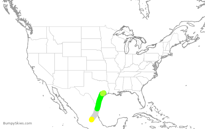 Turbulence forecast map for VIV560, QRO to IAH