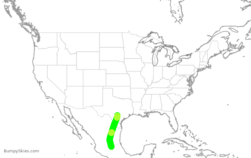 Turbulence forecast map for VIV570, QRO to SAT