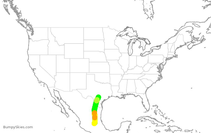 Turbulence forecast map for VIV571, SAT to QRO