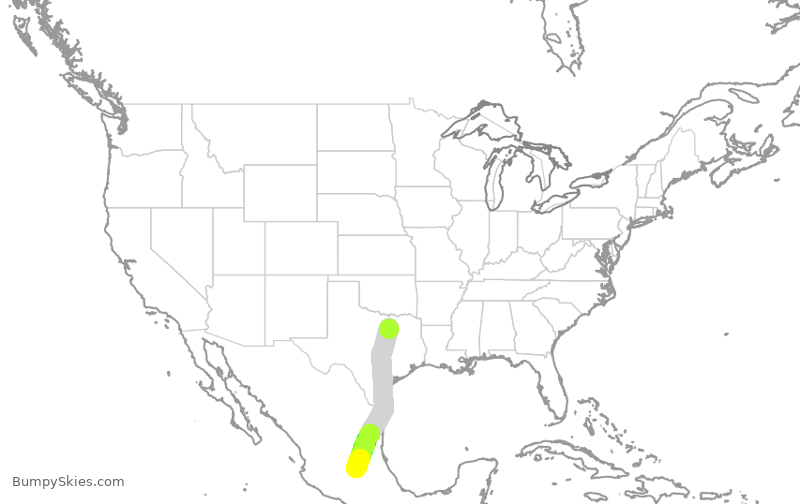 Turbulence forecast map for VIV583, DFW to QRO