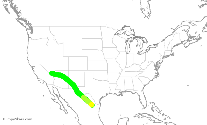 Turbulence forecast map for VIV602, MTY to LAS