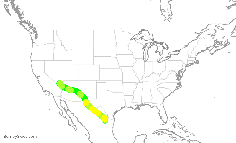 Turbulence forecast map for VIV603, LAS to MTY