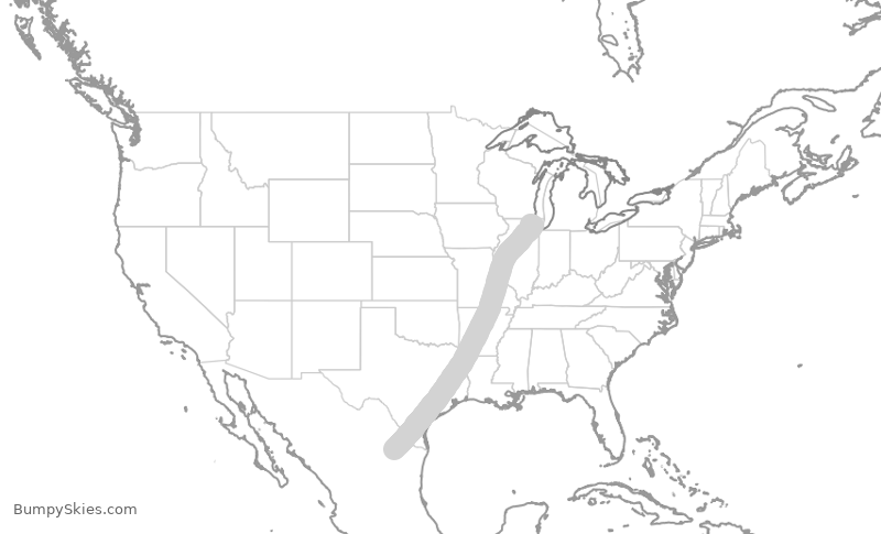 Turbulence forecast map for VIV632, MMY to ORD