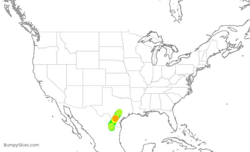 Turbulence forecast map for VIV651, AUS to MTY