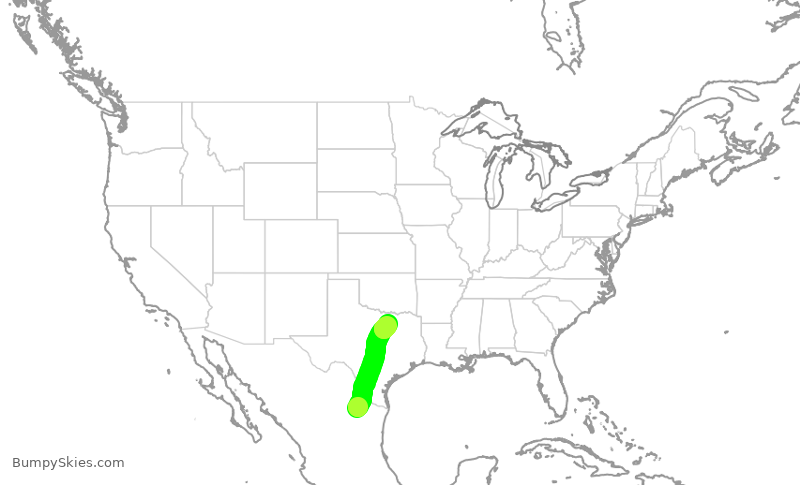 Turbulence forecast map for VIV682, MTY to DFW
