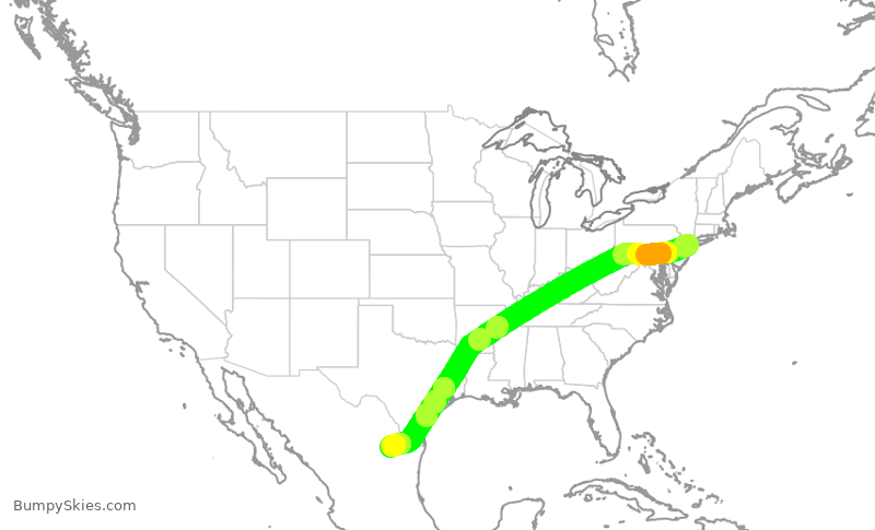 Turbulence forecast map for VIV687, JFK to MTY