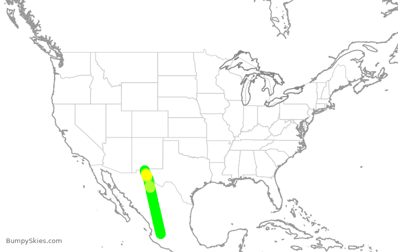 Turbulence forecast map for VIV7005, MGL to MCS