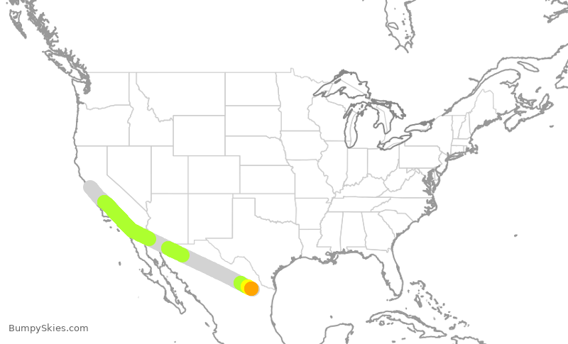 Turbulence forecast map for VIV741, OAK to MMY