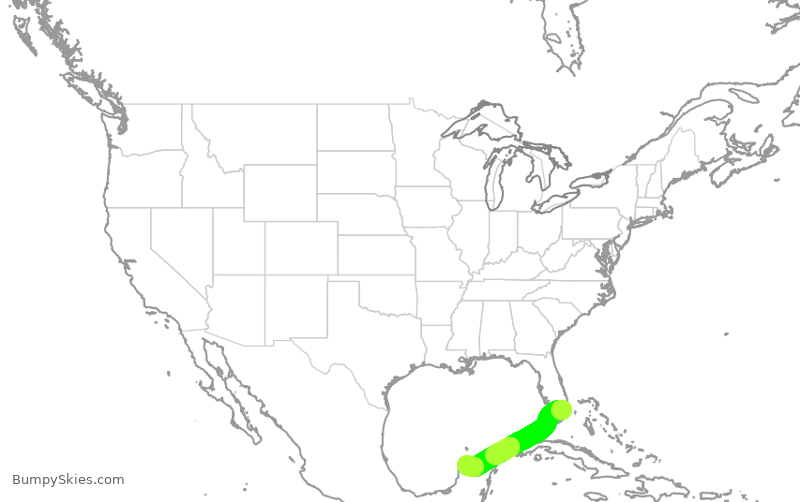 Turbulence forecast map for VIV755, MIA to MID