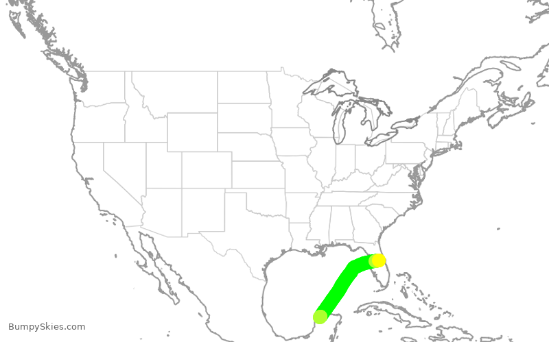 Turbulence forecast map for VIV765, MCO to MID