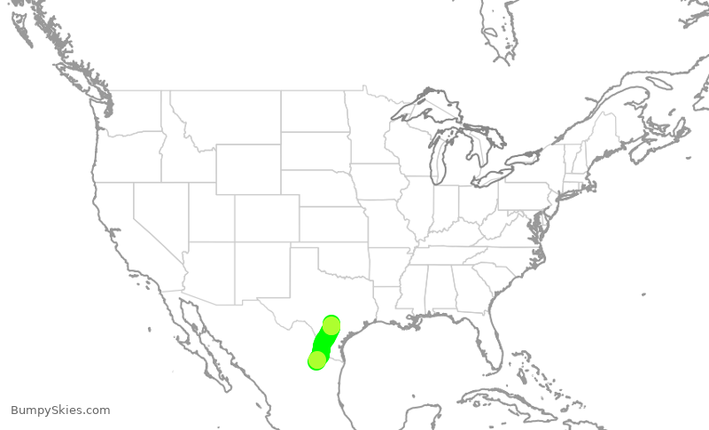 Turbulence forecast map for VIV7806, MTY to SAT