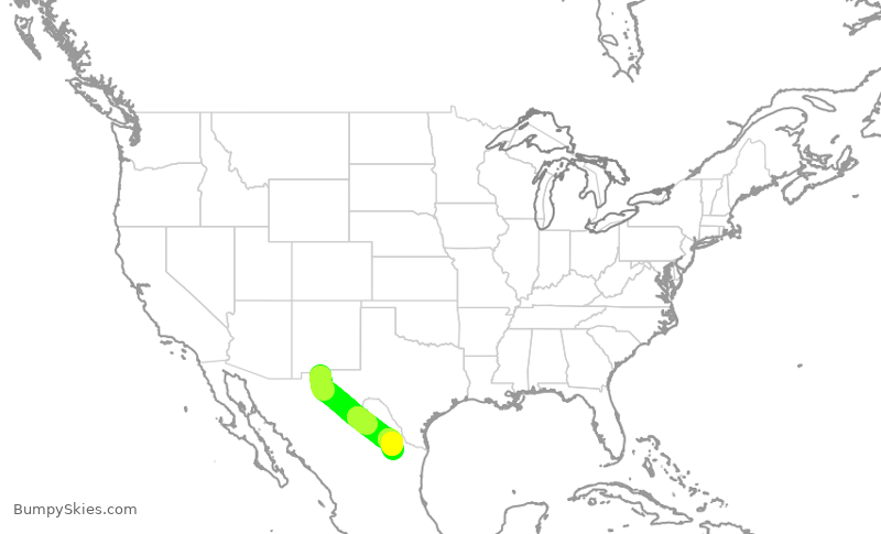 Turbulence forecast map for VIV8010, CJS to MTY