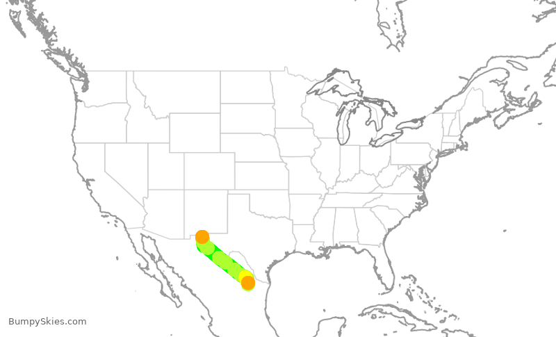 Turbulence forecast map for VIV8014, CJS to MTY
